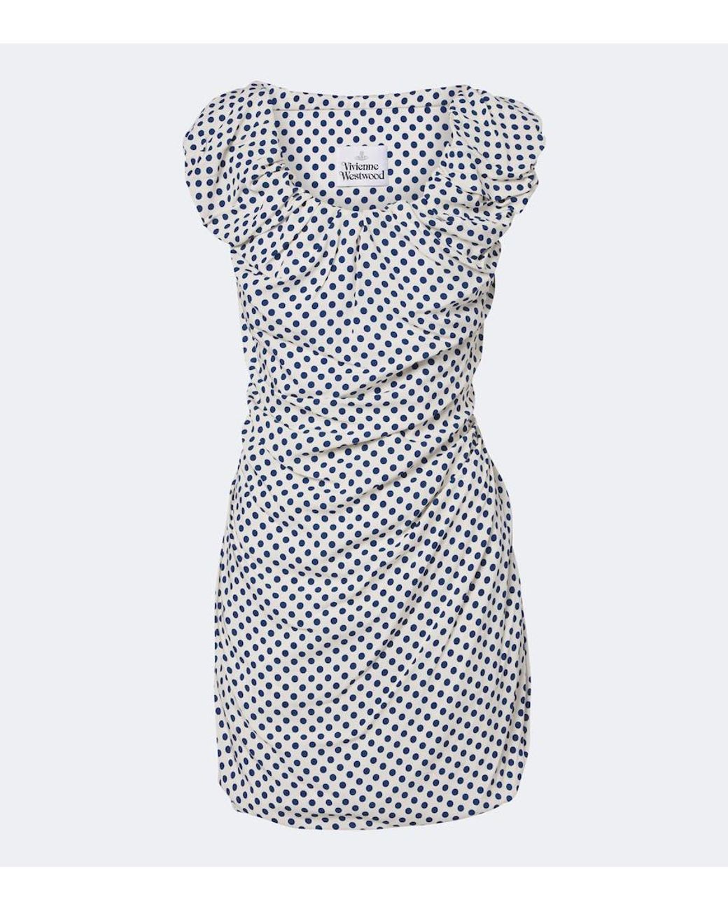 Vivienne Westwood Blue Ginnie Amber Draped Polka-Dot Minidress