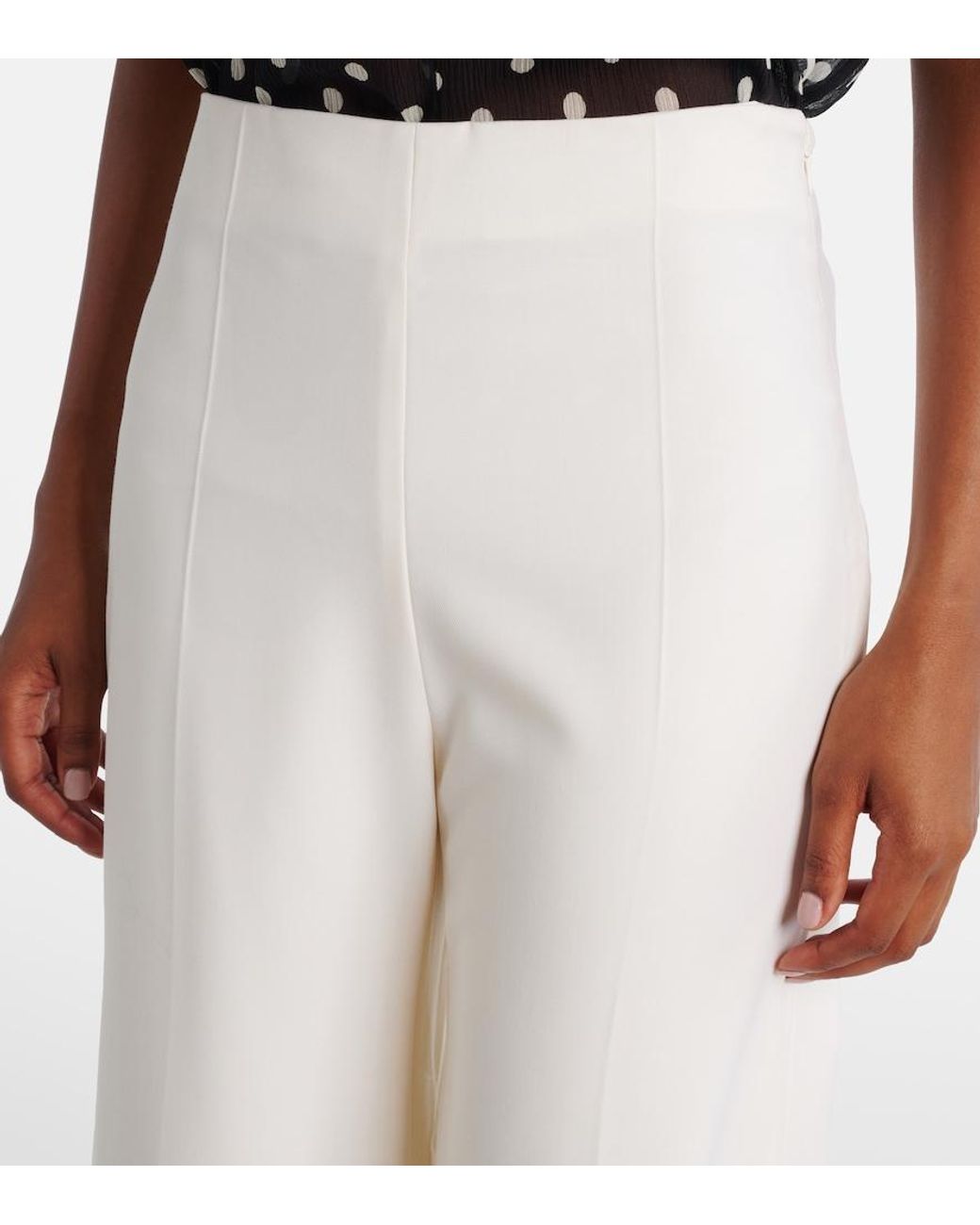 Nina Ricci White Virgin Wool Flared Pants