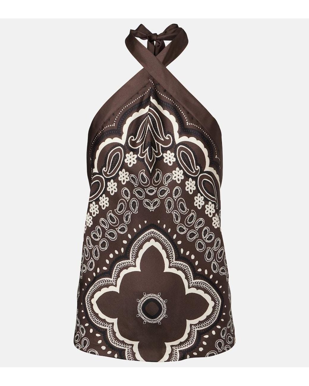 Nili Lotan Black Solal Printed Halterneck Silk Top