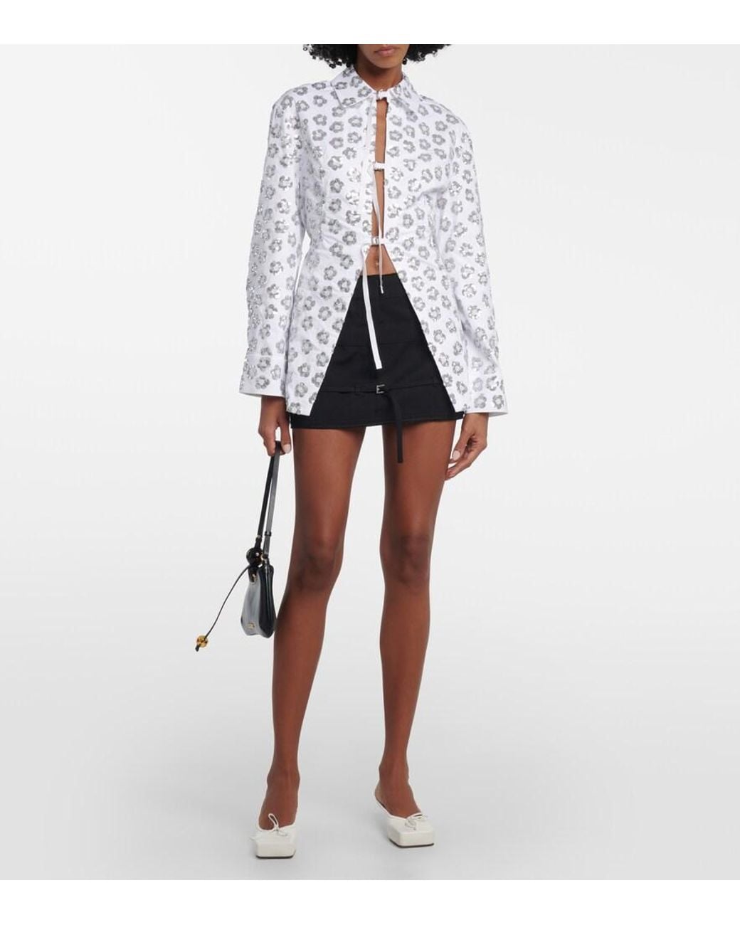 Jacquemus White Lavoir Sequinned Cotton-Blend Shirt