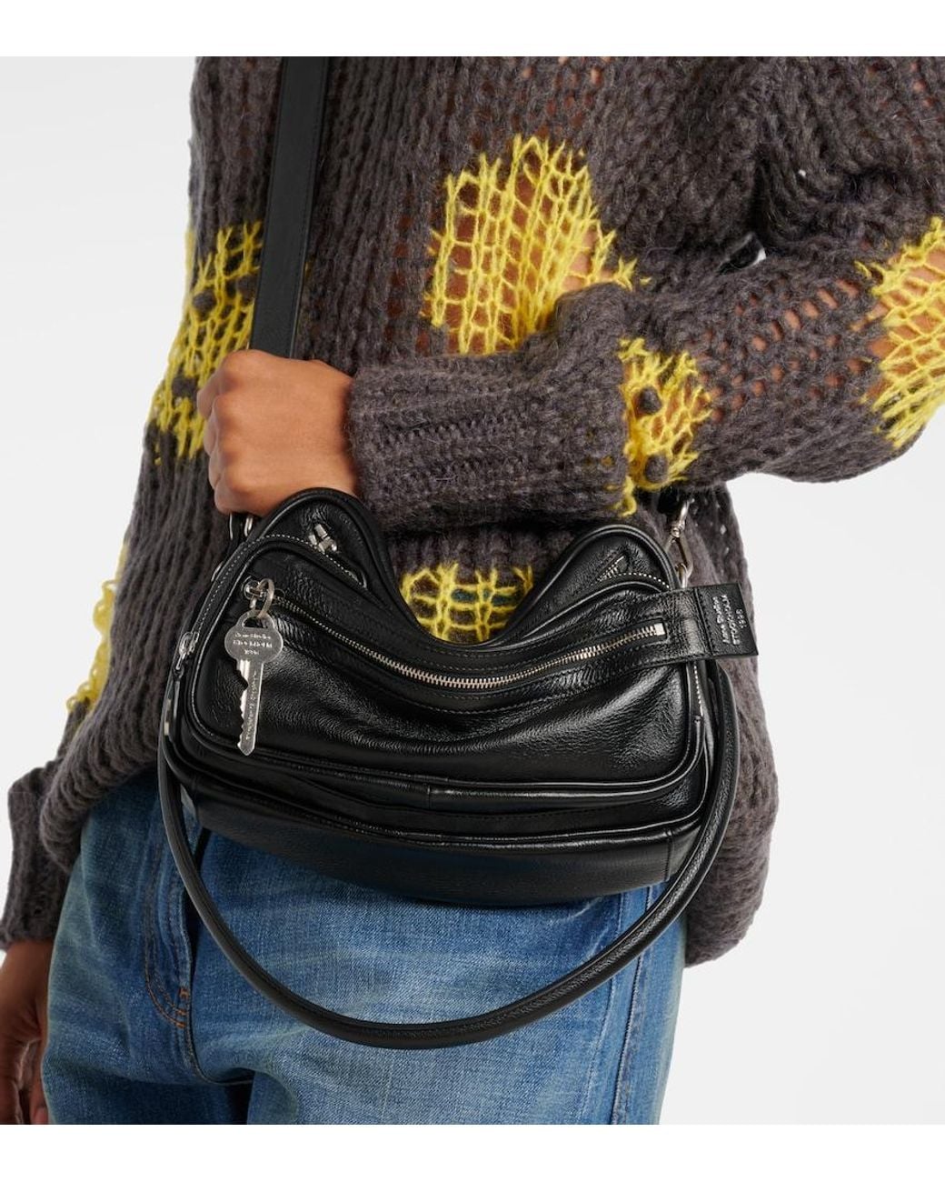 Acne Black Camero Party Leather Shoulder Bag