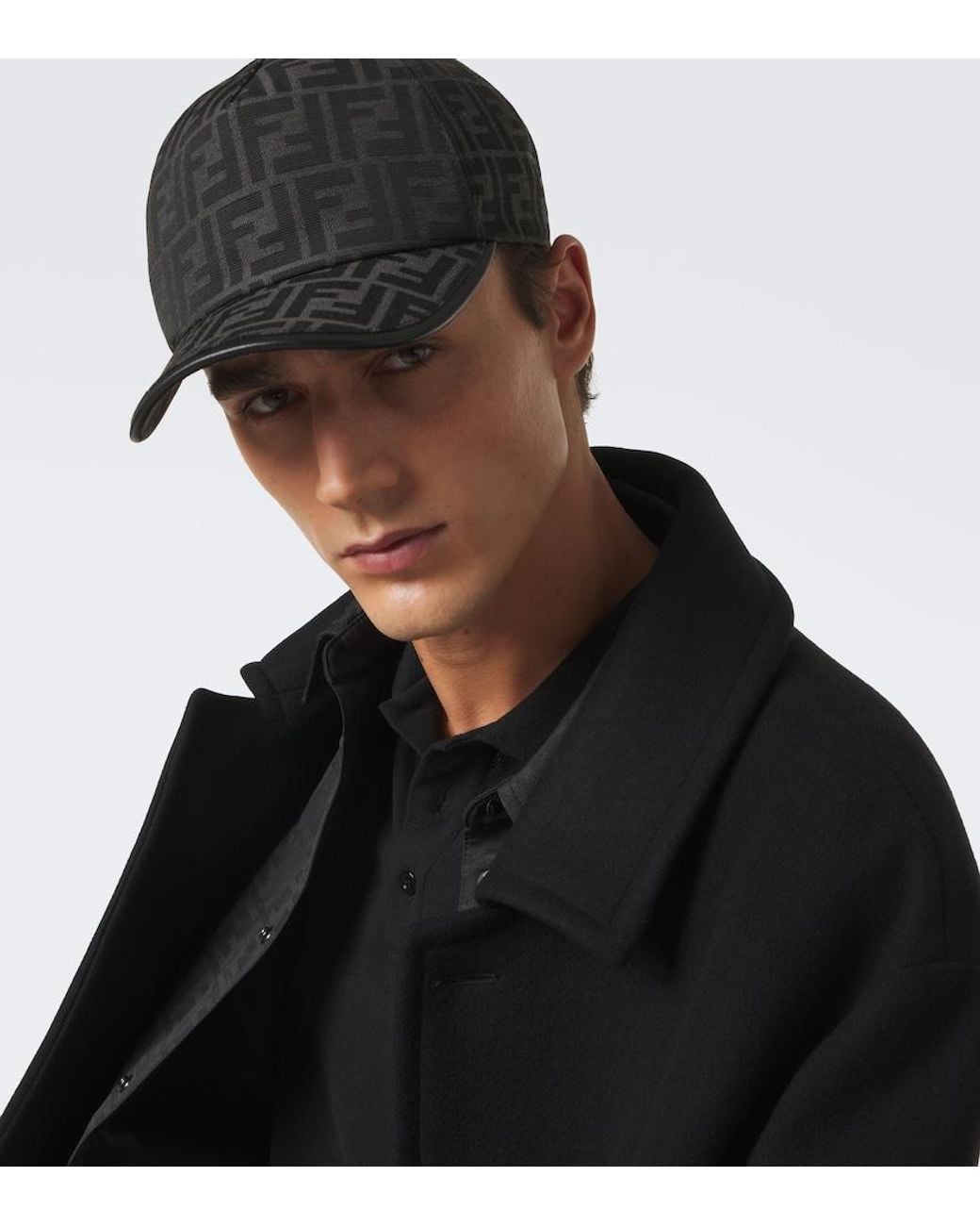 Fendi Black Ff Zucca Jacquard Baseball Cap for men