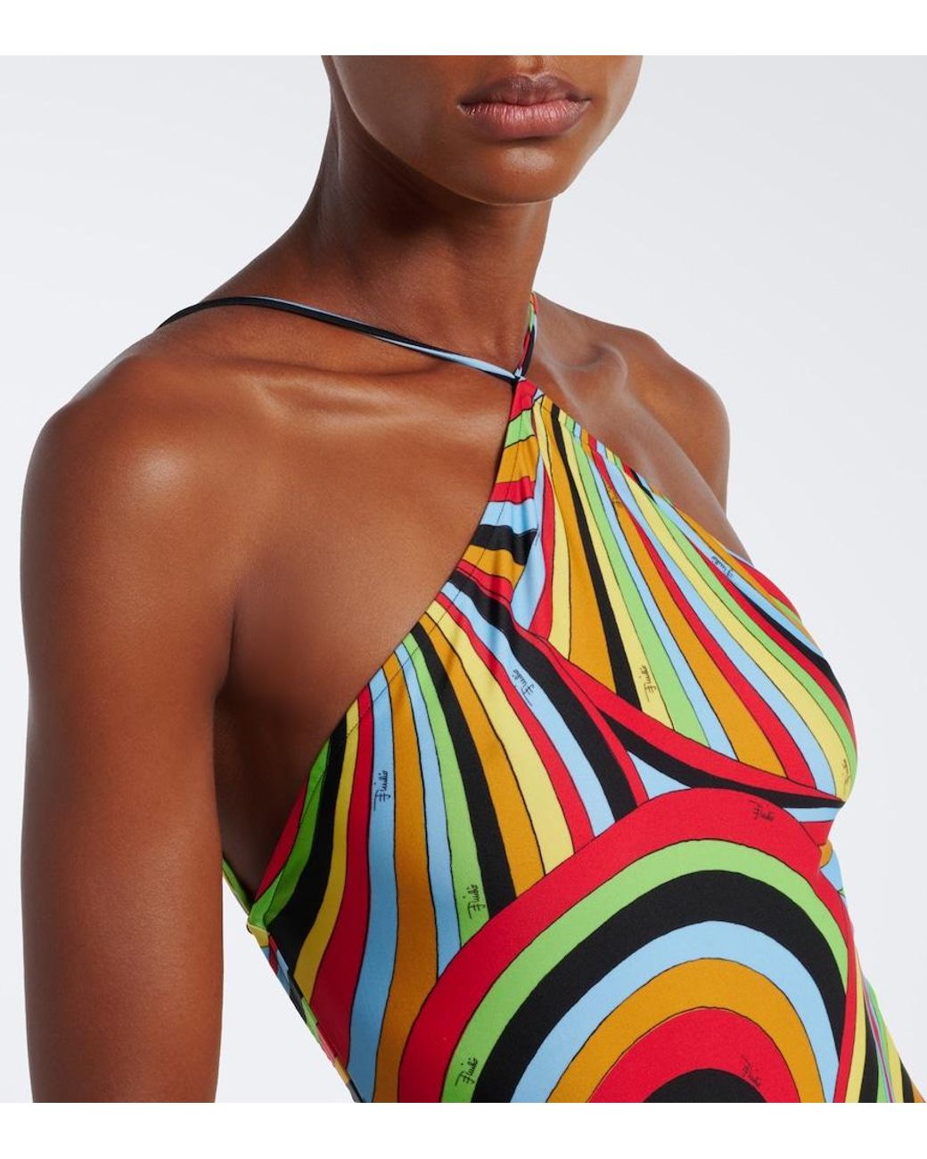 Emilio Pucci White Iride Halterneck Swimsuit