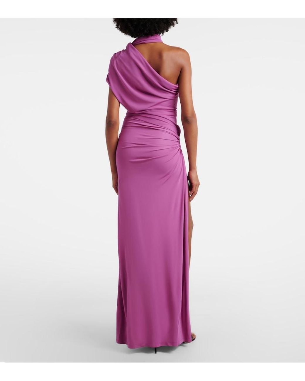 Christopher Esber Pink Embellished Halterneck Jersey Gown