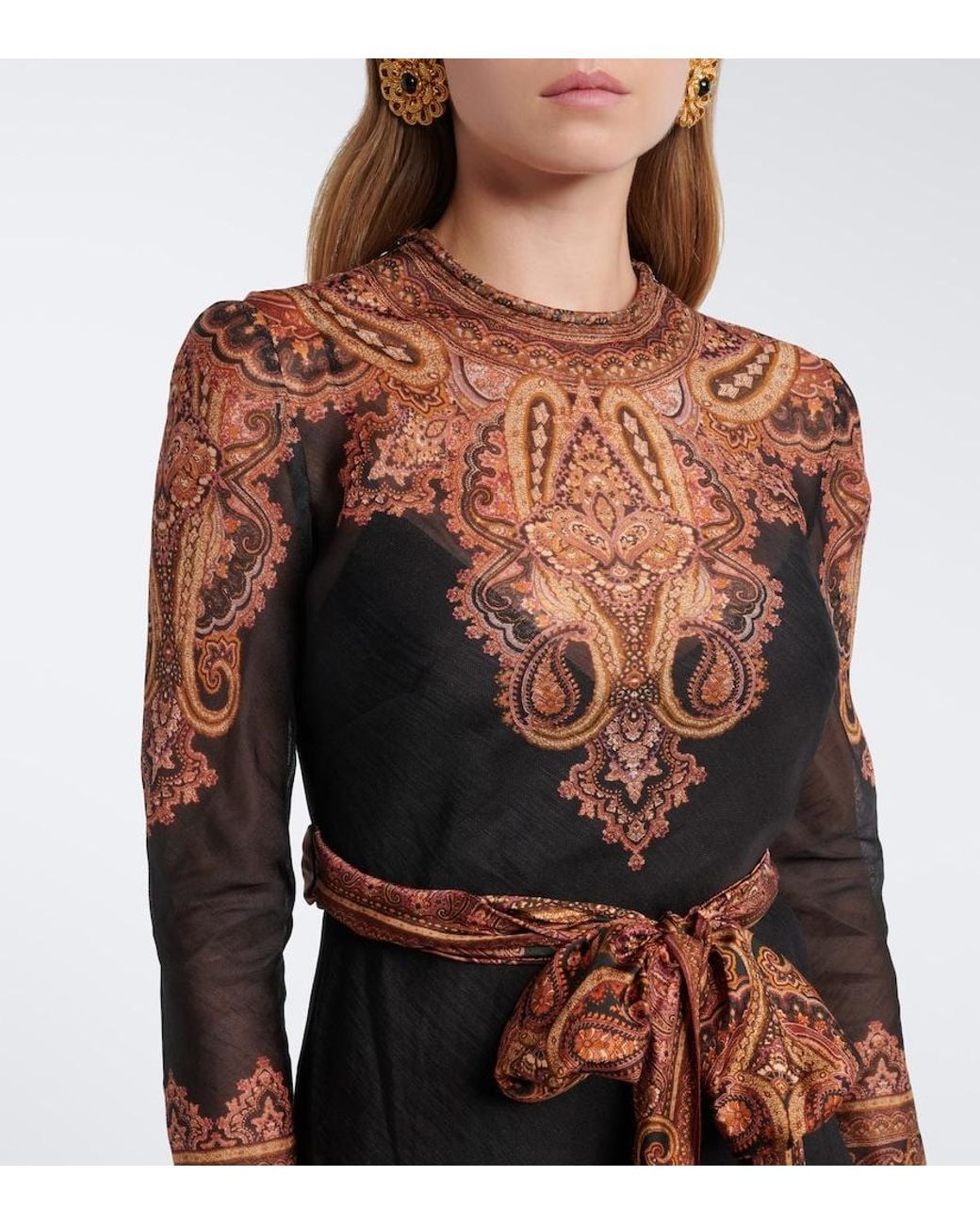 Zimmermann Brown Ascent Paisley Linen And Silk Maxi Dress