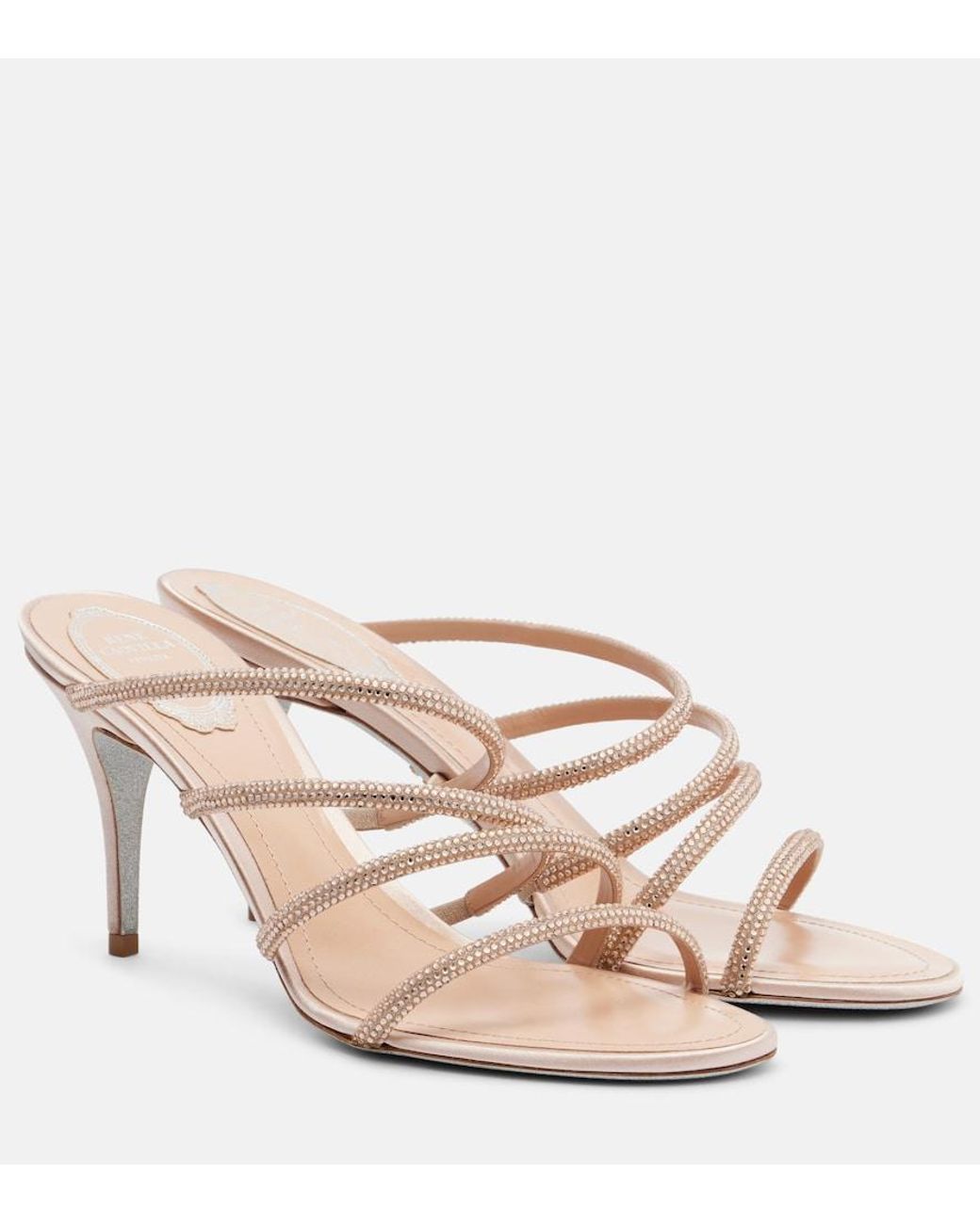 Rene Caovilla Pink Crystal-Embellished Sandals