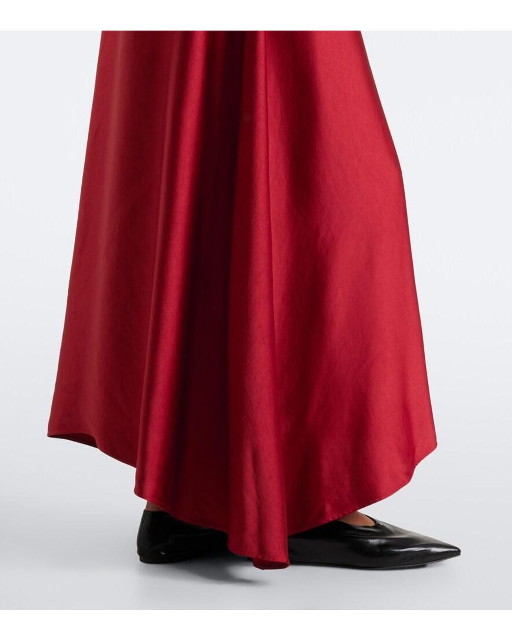 FFORME Red Carina Asymmetric Satin Maxi Skirt