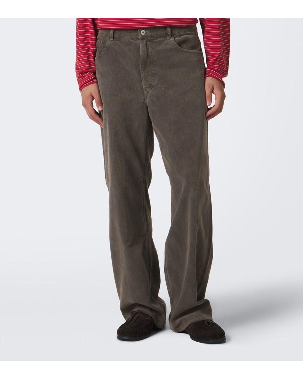 Auralee Gray Cotton Corduroy Wide-Leg Pants for men