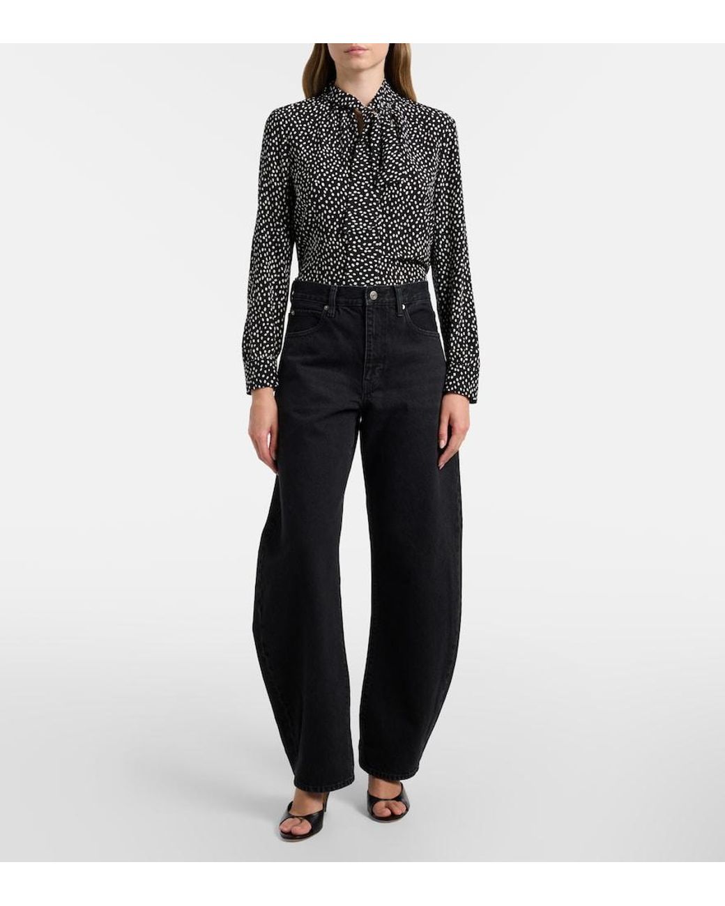 FRAME Blue The Bubble Barrel-Leg Jeans