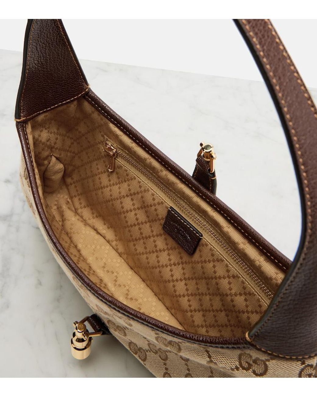 Gucci Brown Jackie Slim Medium Gg Canvas Shoulder Bag