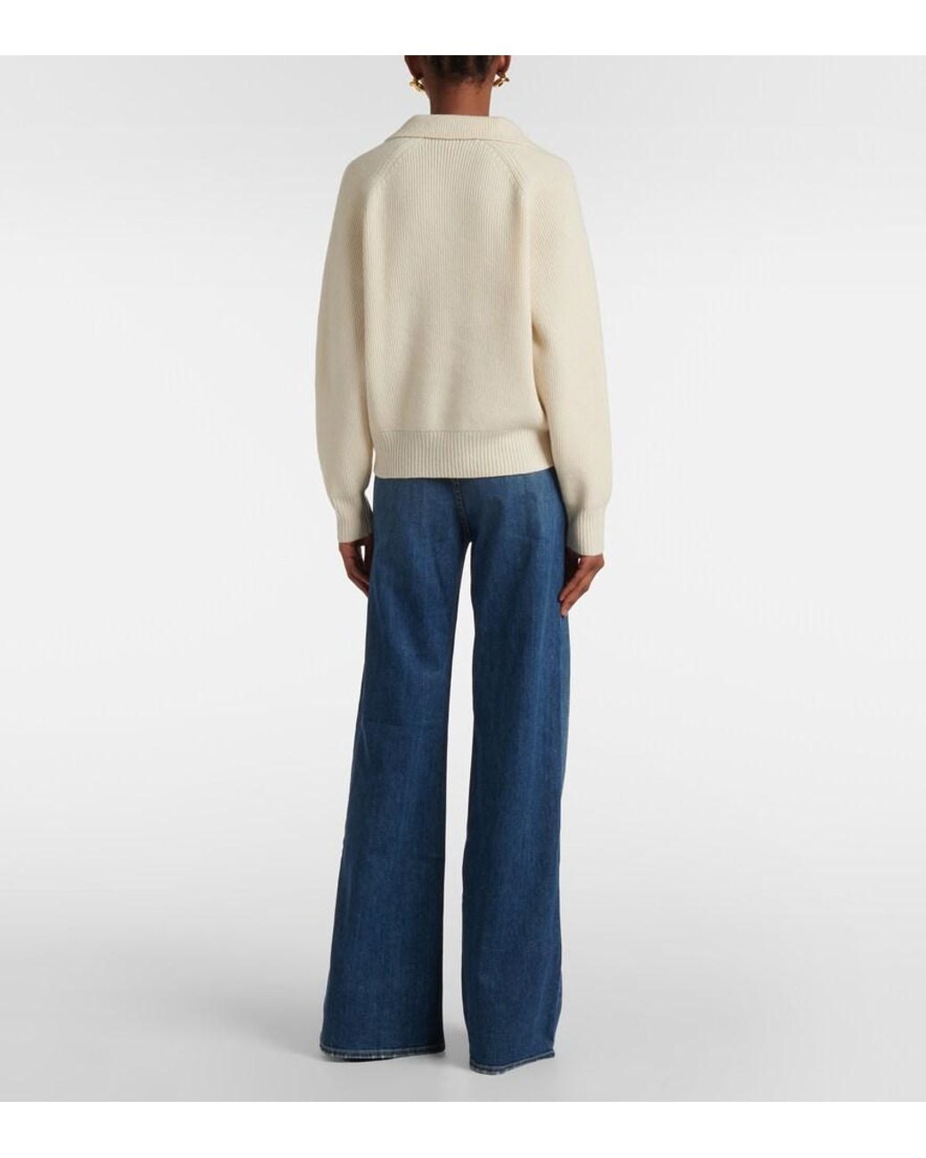 Nili Lotan Natural Selena Wool Polo Sweater