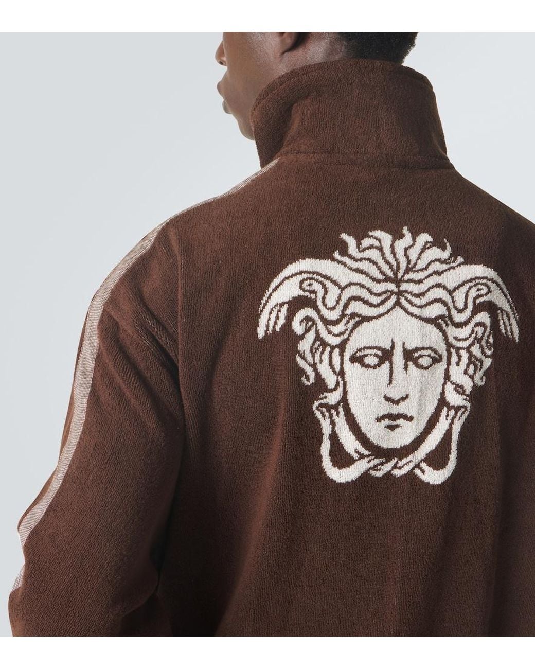 Sudadera De Rizo De Algodon Con Logo Versace de hombre de color Brown