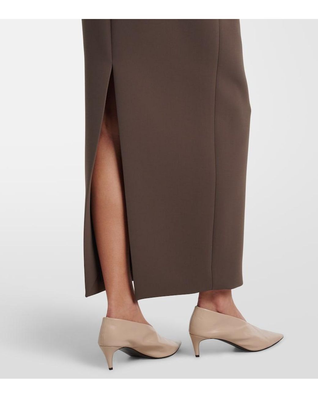 Khaite Brown Winton Crepe Maxi Skirt
