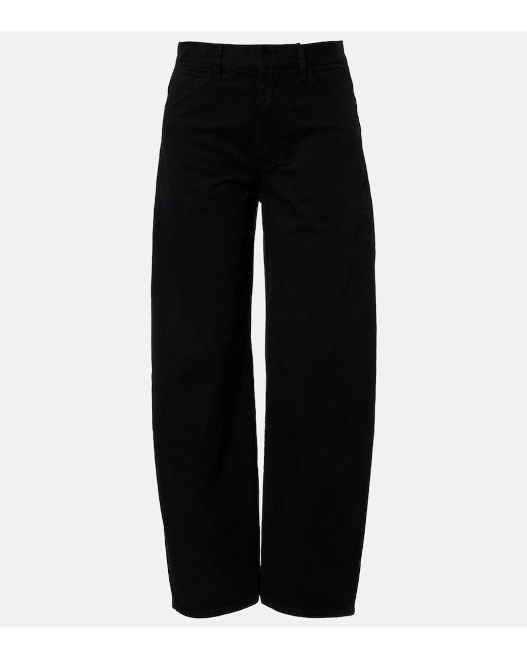 Nili Lotan Black Tribeca Cotton Twill Barrel-Leg Pants