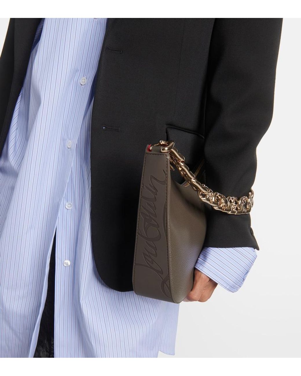 Christian Louboutin Gray Loubila Chain Large Shoulder Bag