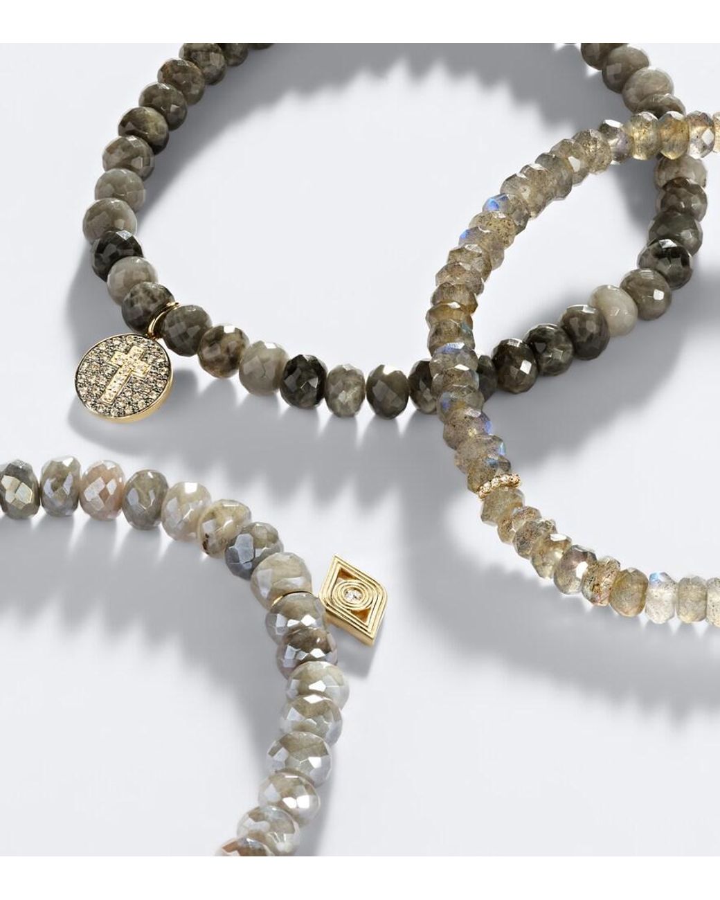 Sydney Evan White Set Of 3 14Kt Beaded Bracelets With Gemstones for men