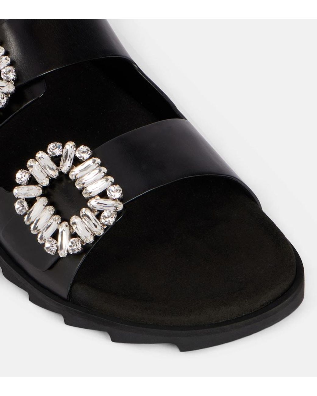 Roger Vivier Black Slidy Viv' Leather Sandals