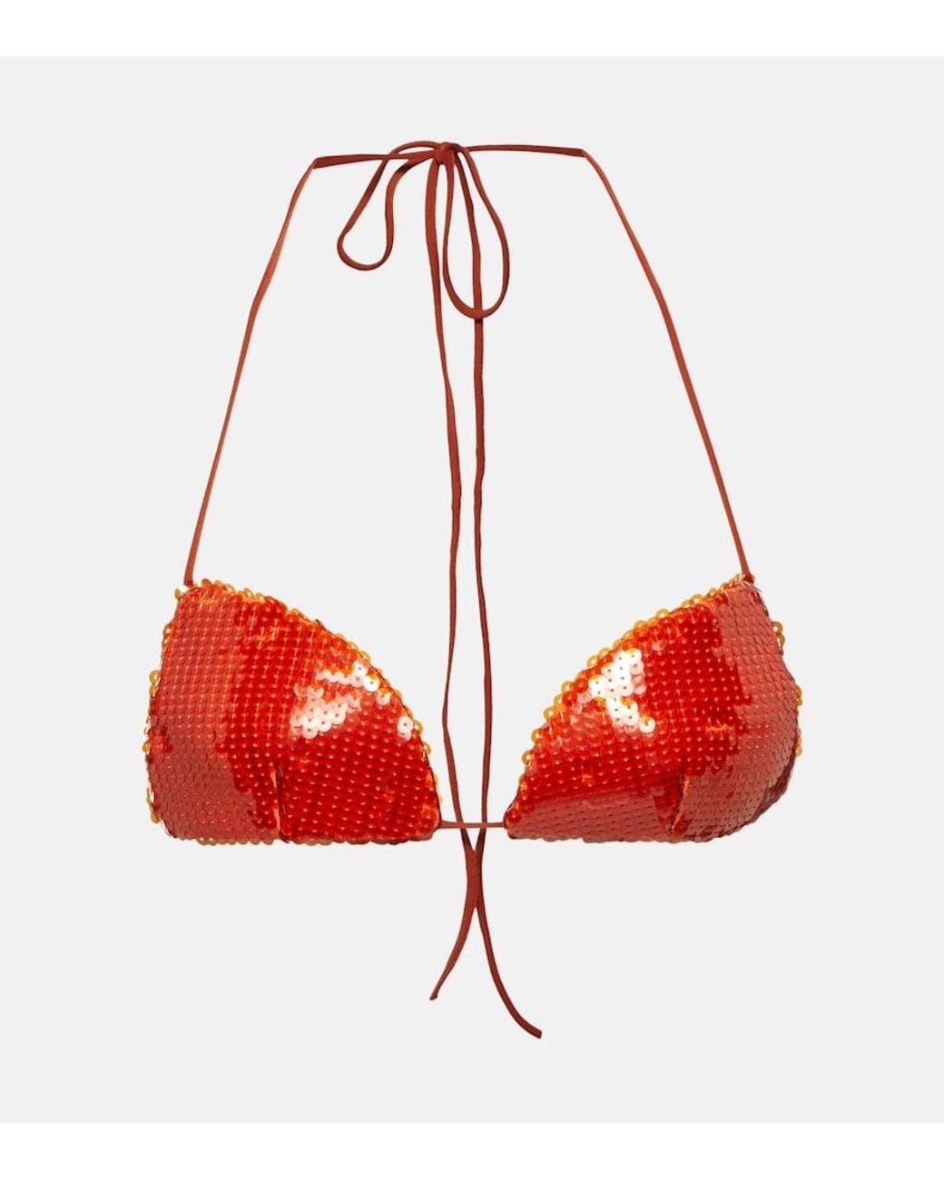 LAQUAN SMITH Red Sequined Halterneck Bra Top