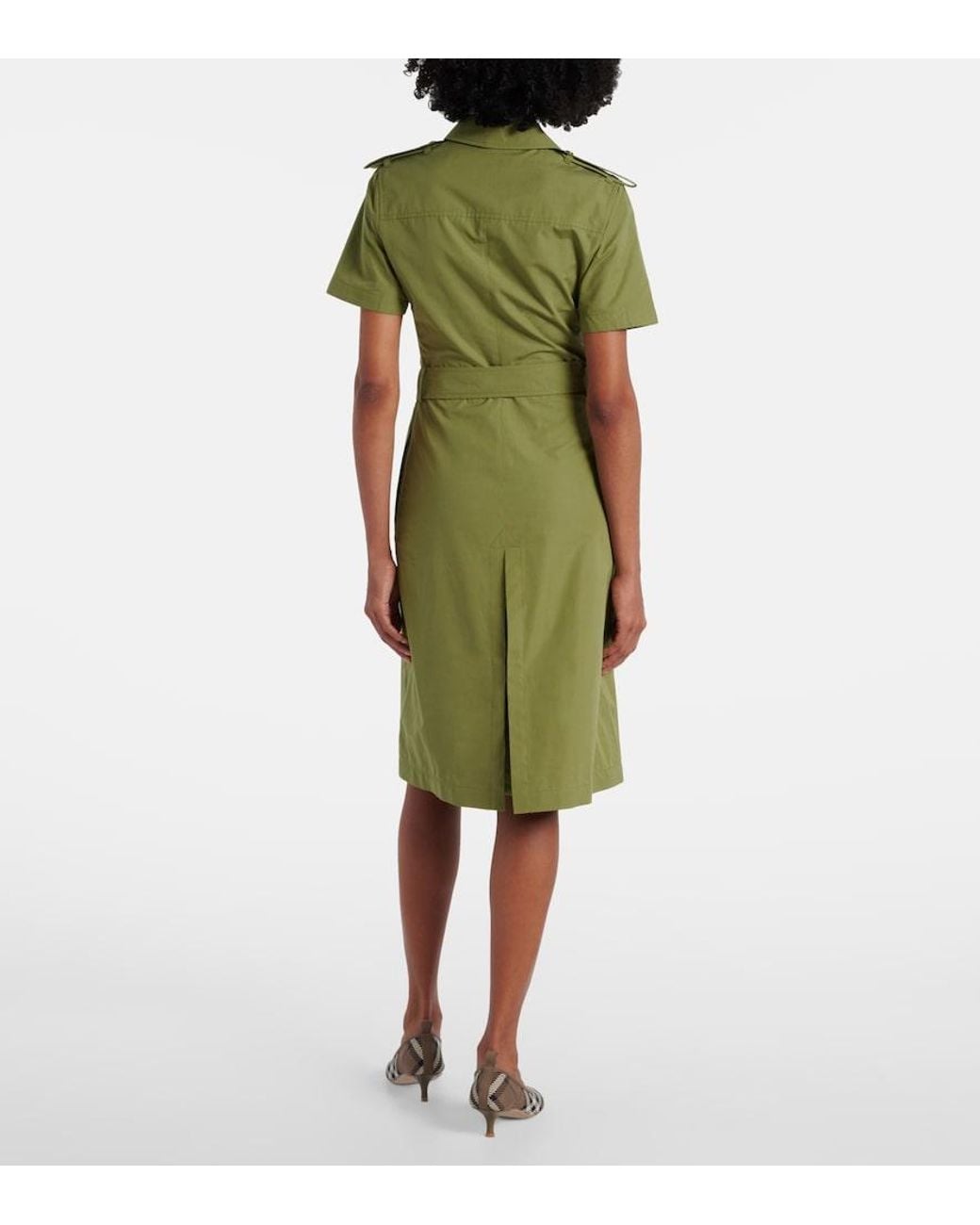 Burberry Green Belted Cotton Shirt Dress