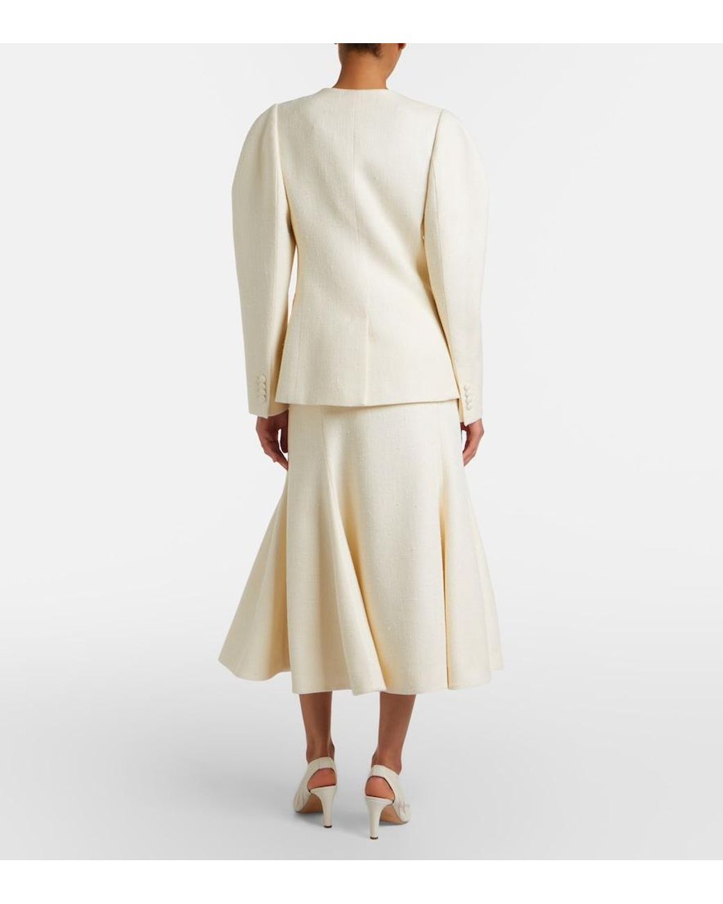 Gabriela Hearst White Patterson Silk And Wool Midi Skirt