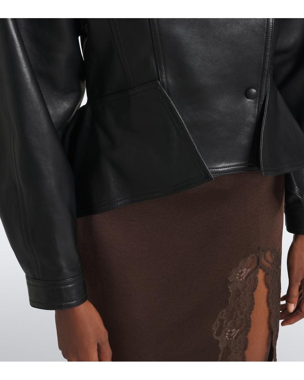 Balmain Black Asymmetric Leather Jacket