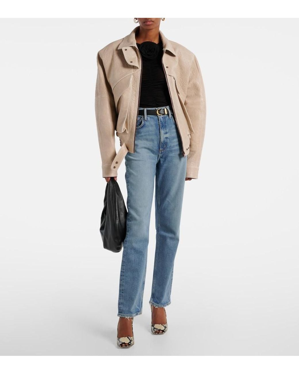 Agolde Blue Stovepipe High-Rise Straight Jeans