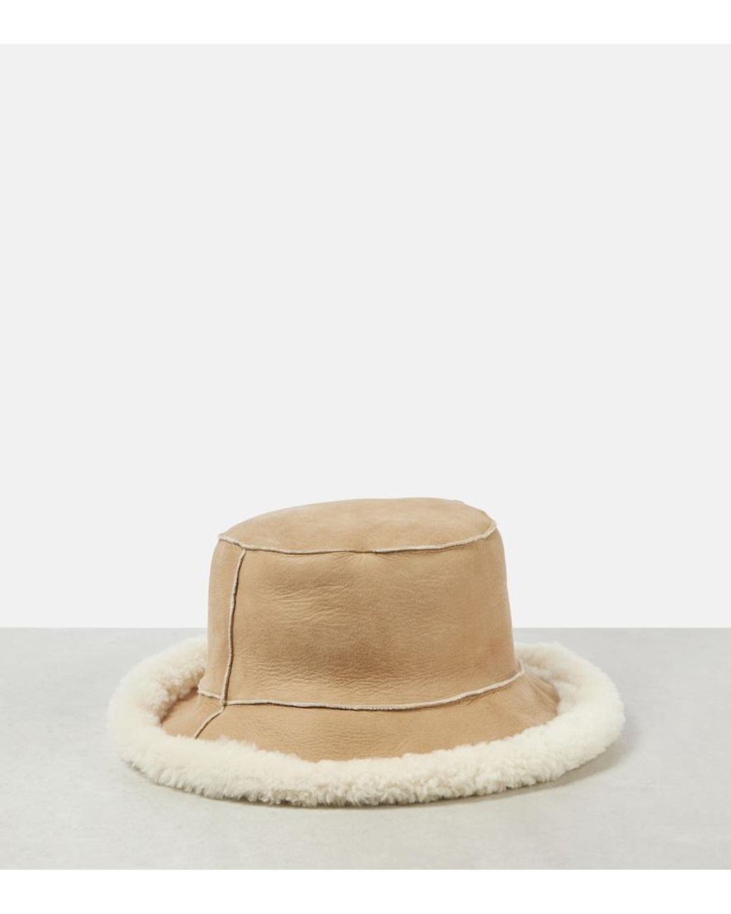 Brunello Cucinelli Natural Reversible Shearling Bucket Hat