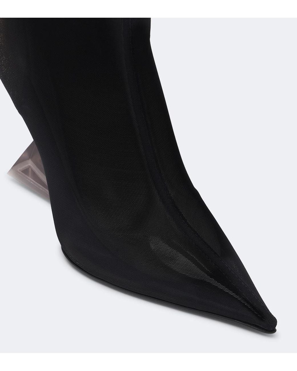 The Attico Black Cheope Lace-Trimmed Mesh Over-The-Knee Boots