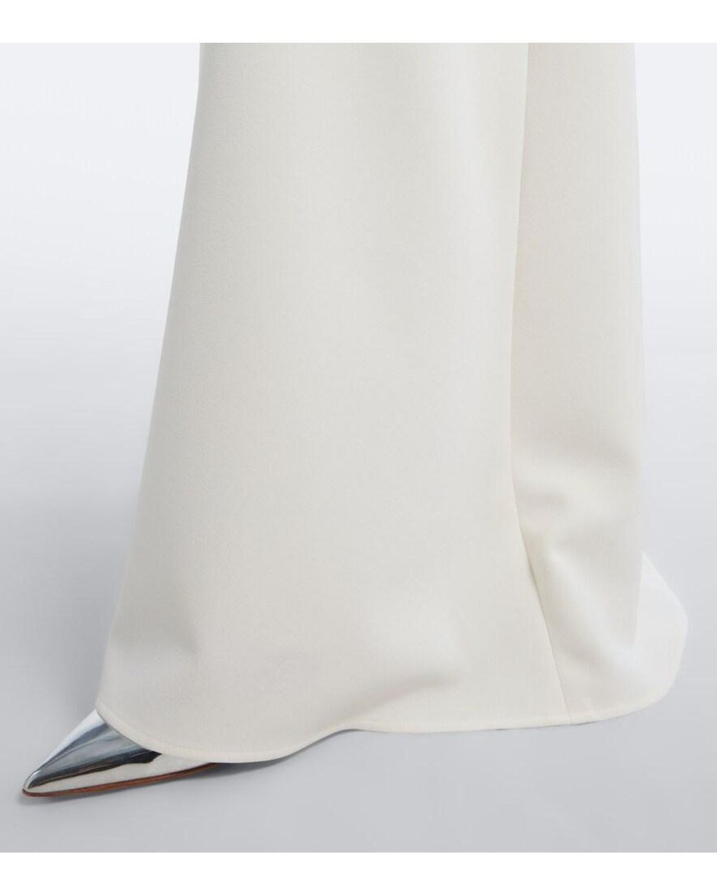 Safiyaa White Belisa Belted Ruffled Crepe Gown