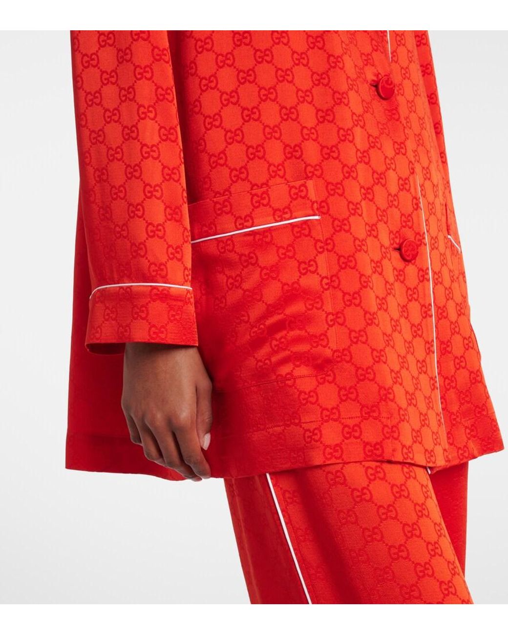 Gucci Red Gg Satin Shirt
