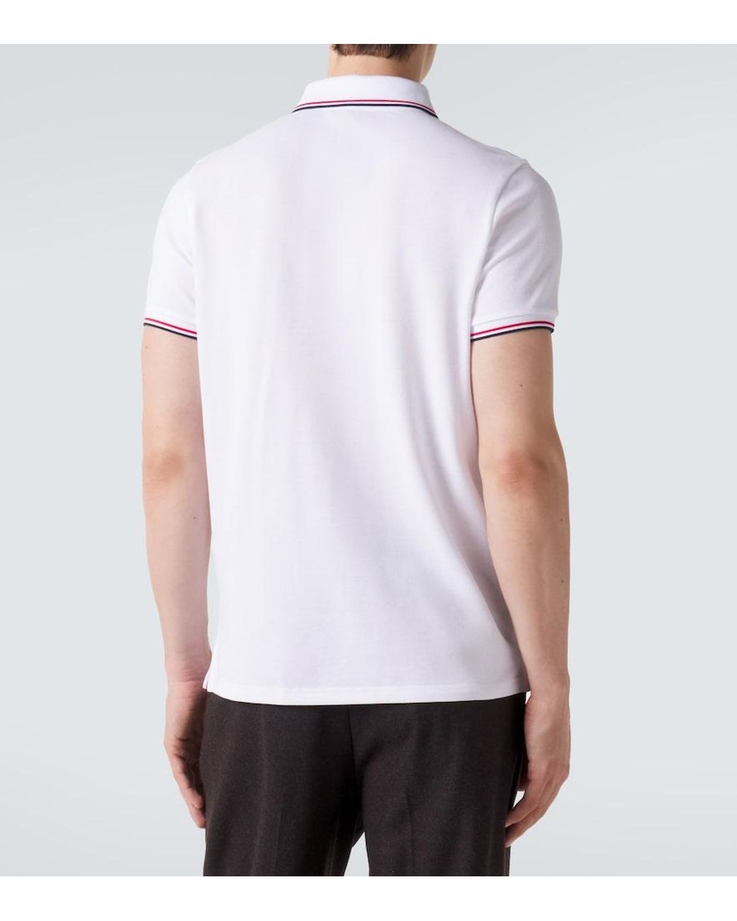 Moncler White Permanent Cotton Jersey Polo Shirt for men