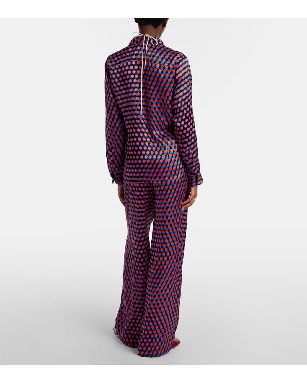 Dries Van Noten Red Polka-Dot Silk Wide-Leg Pants