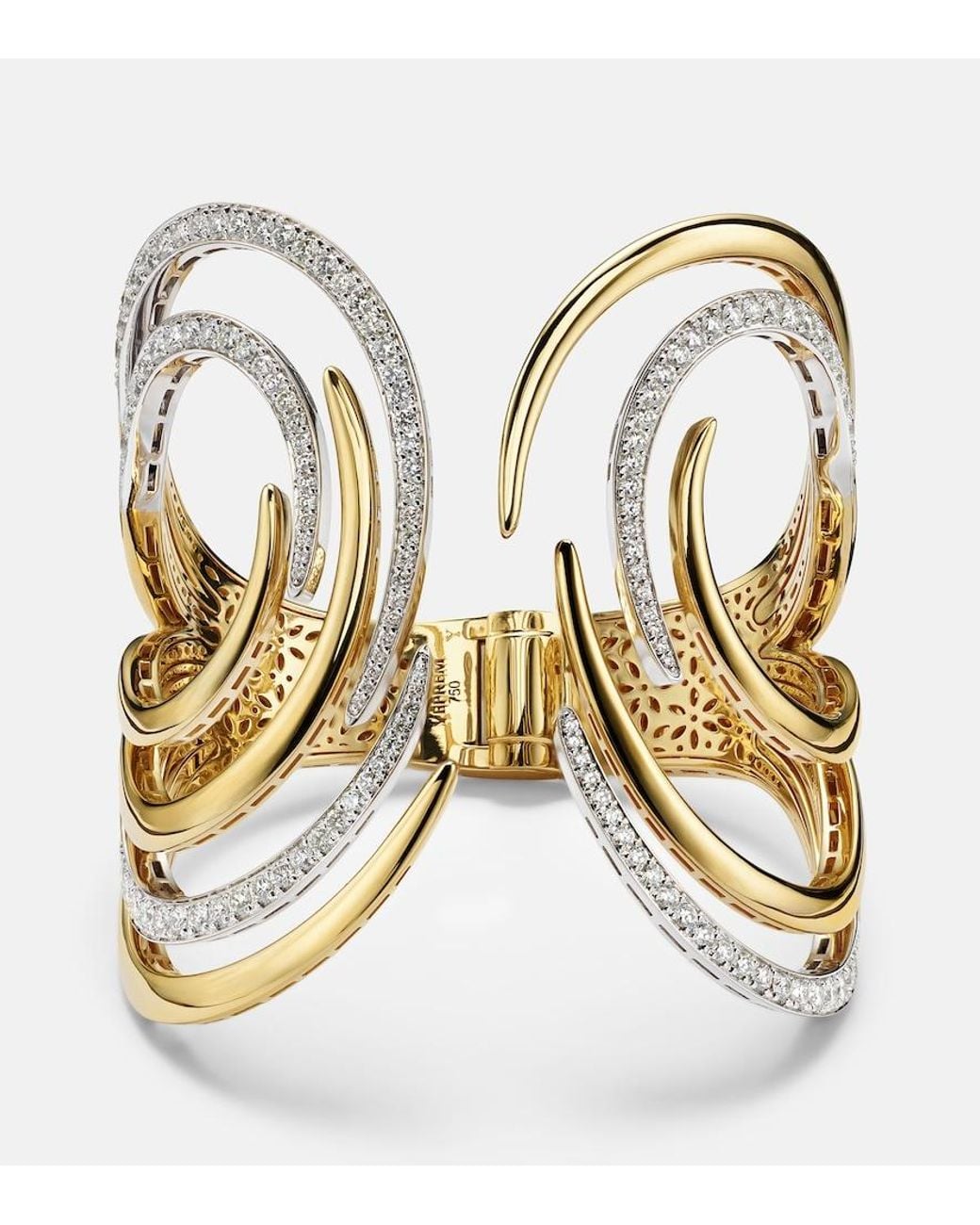 YEPREM Metallic Golden Strada 18Kt And Cuff Bracelet With Diamonds