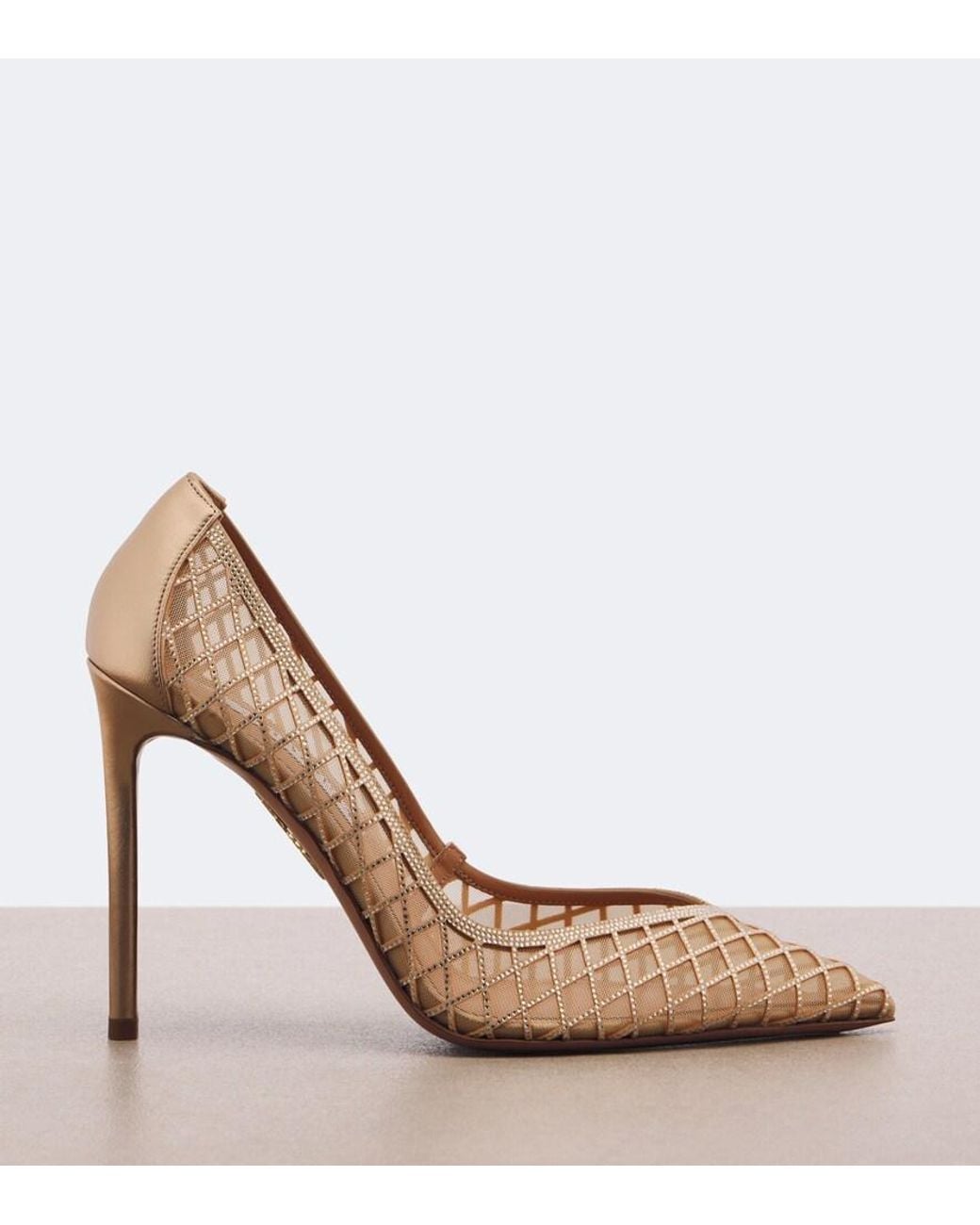 Aquazzura Natural Lumiere Embellished Mesh Pumps