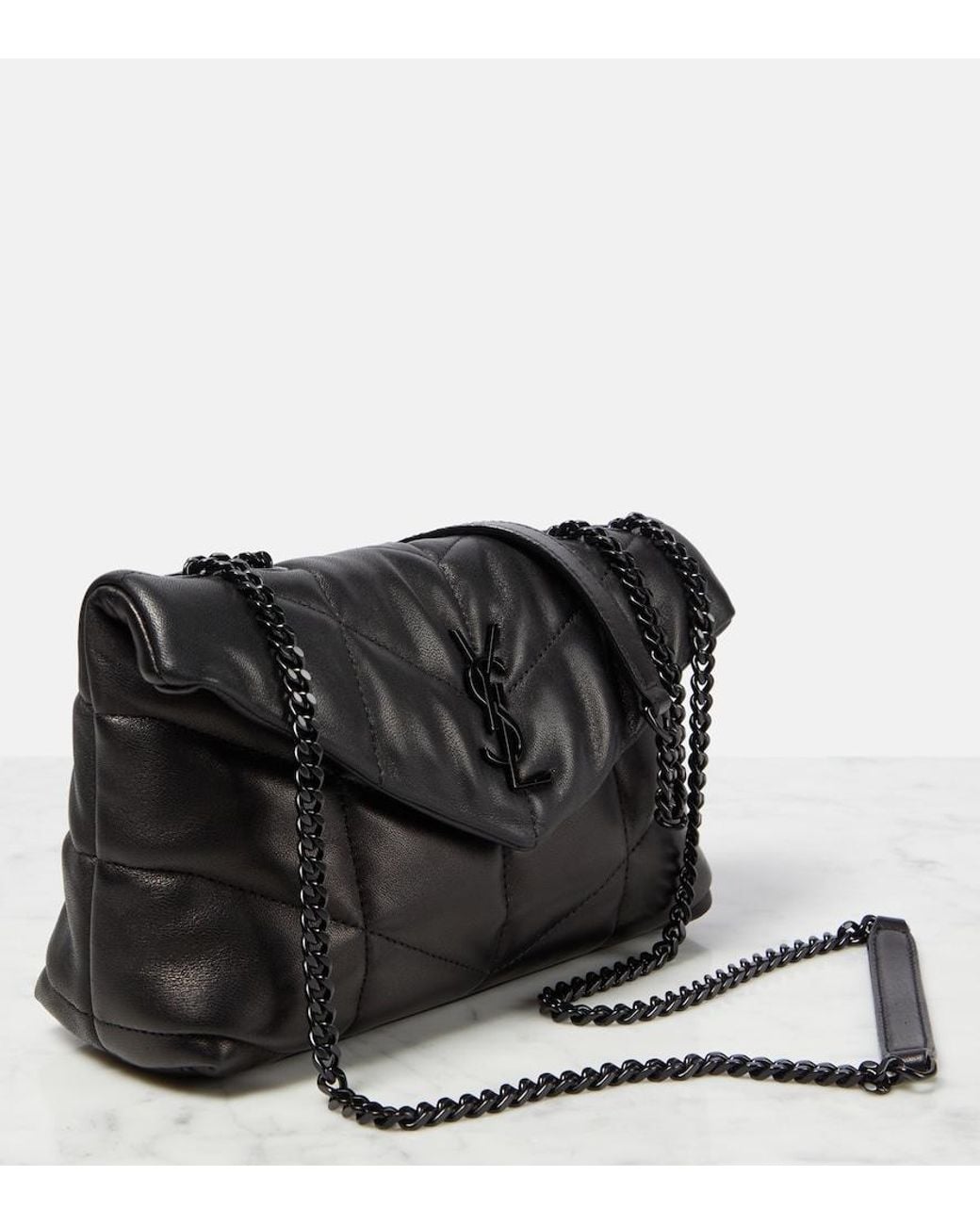 Saint Laurent Black Puffer Toy Leather Shoulder Bag