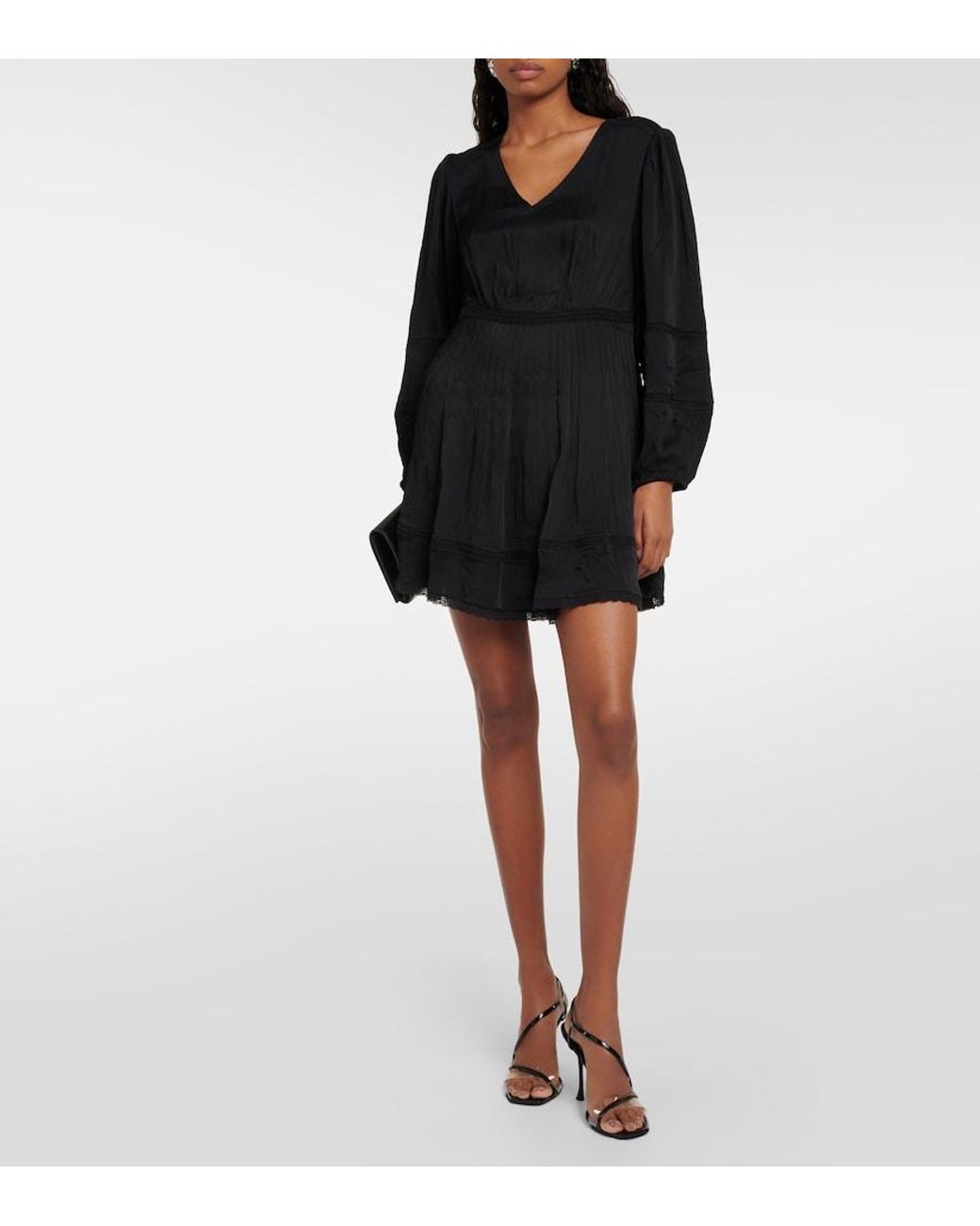 Velvet Black Bethel Lace-Trimmed Minidress