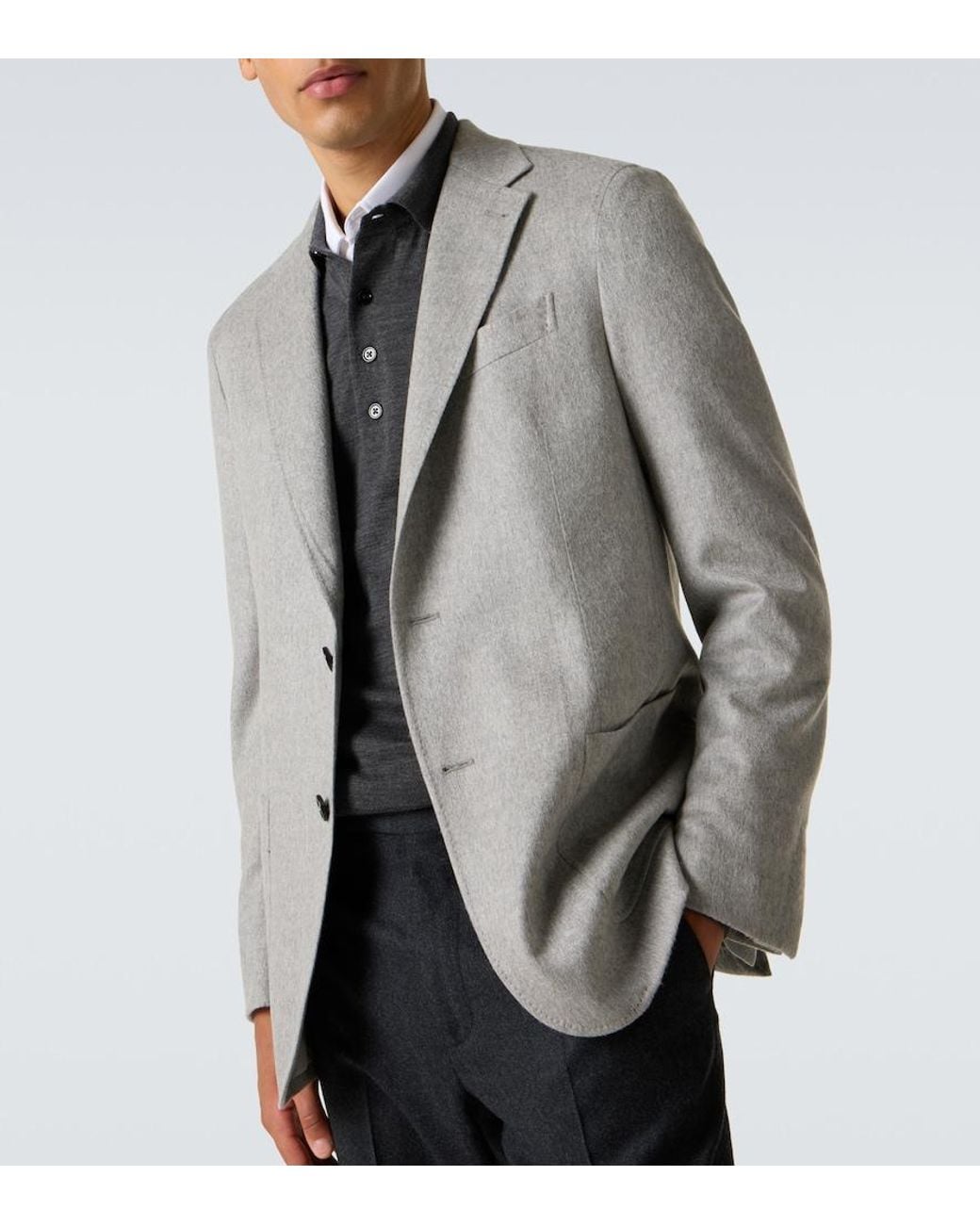 Zegna Gray Layered Cashmere Blazer for men