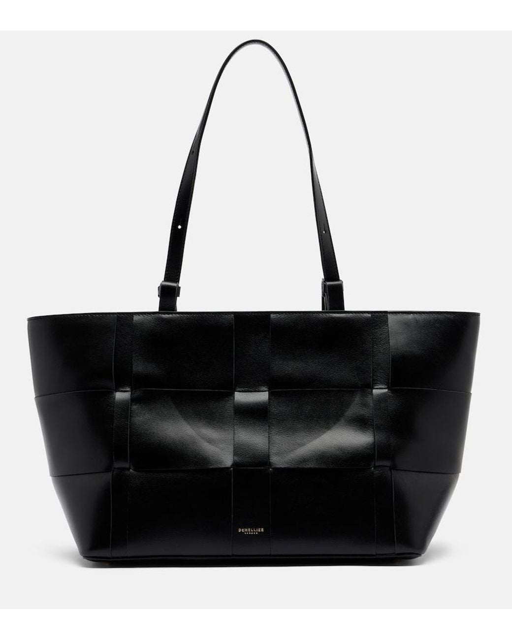 DeMellier London Black Florence Large Woven Leather Tote Bag