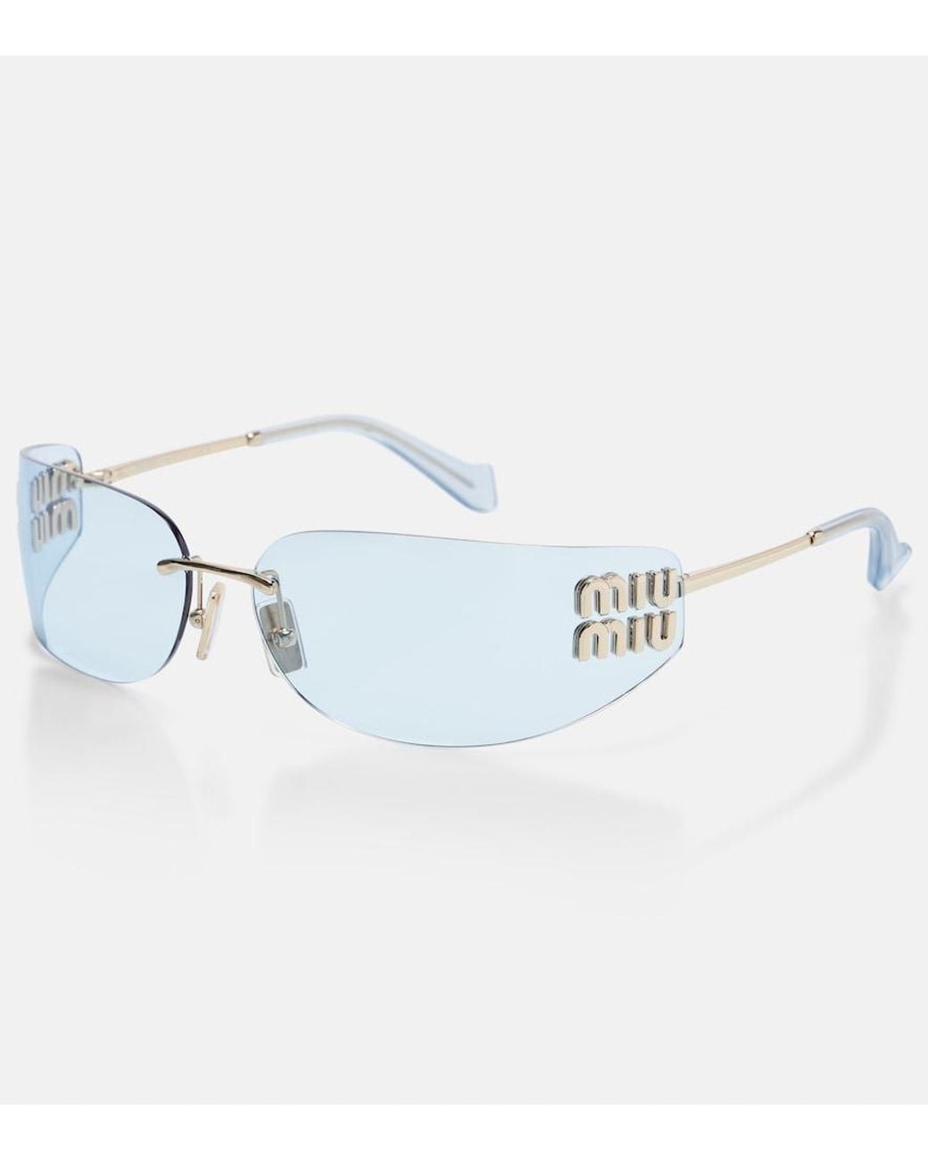 Miu Miu Blue Logo Rectangular Sunglasses
