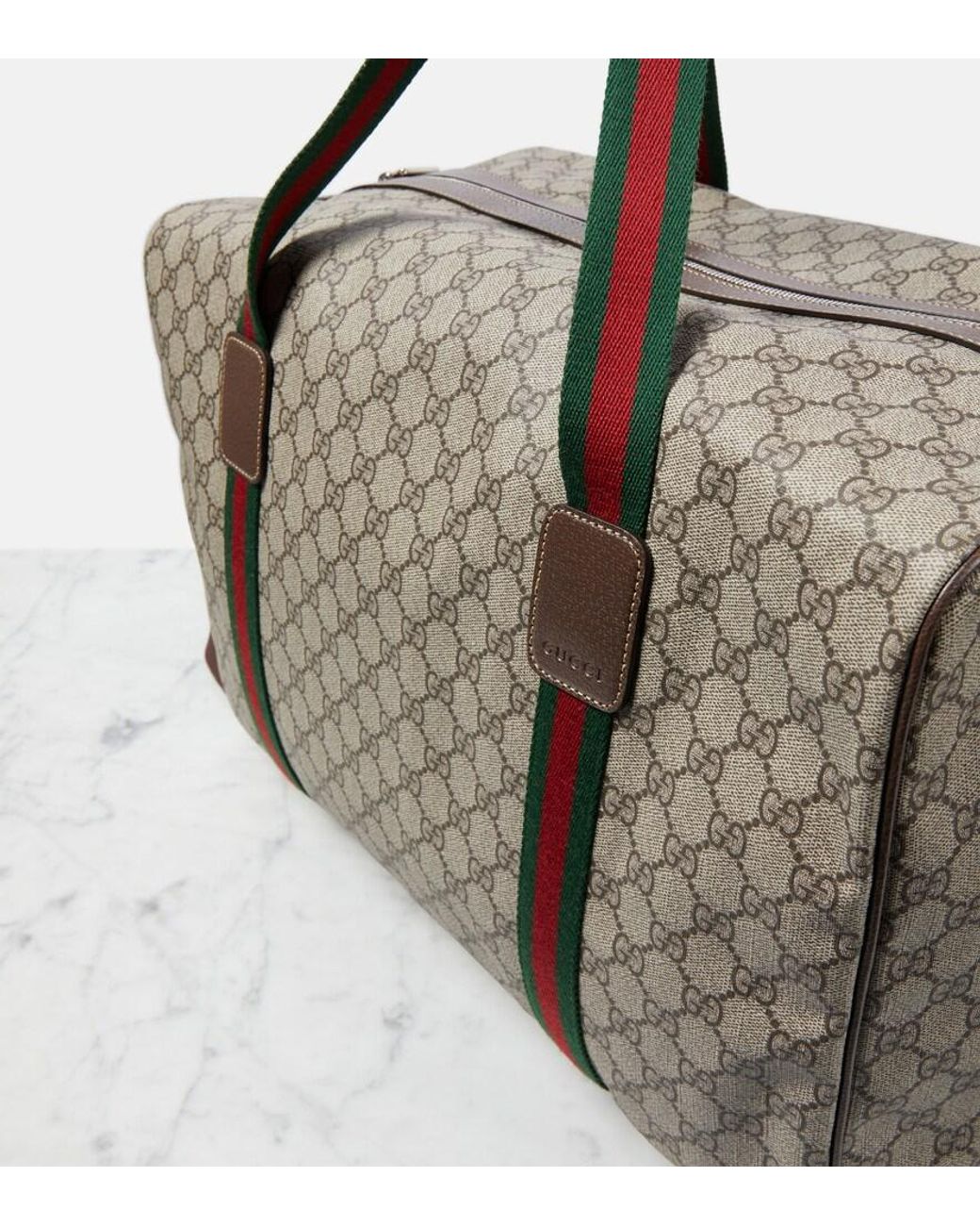 Gucci Brown Gg Supreme Large Canvas Duffle Bag