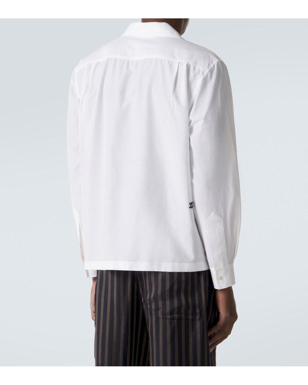 Bode White Embroidered Cotton And Silk Shirt for men