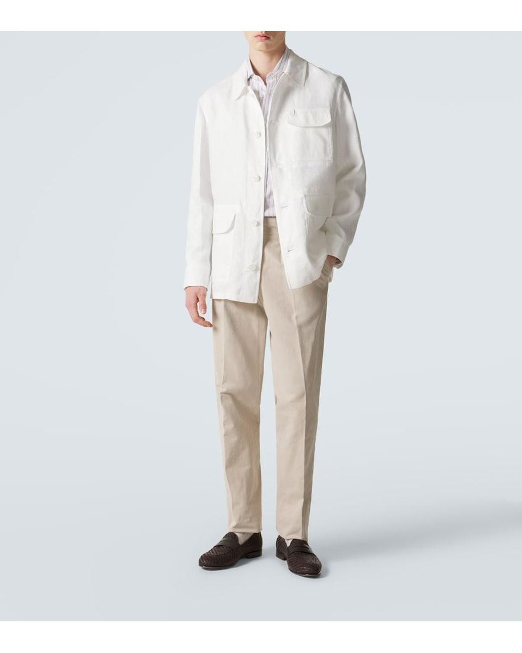 Brioni White Linen And Cotton Jacket for men