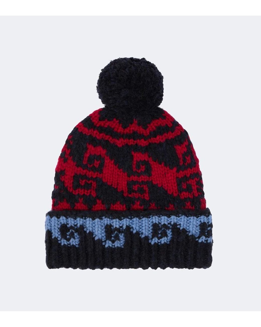 Moncler Red Intarsia Wool And Alpaca-Blend Beanie for men