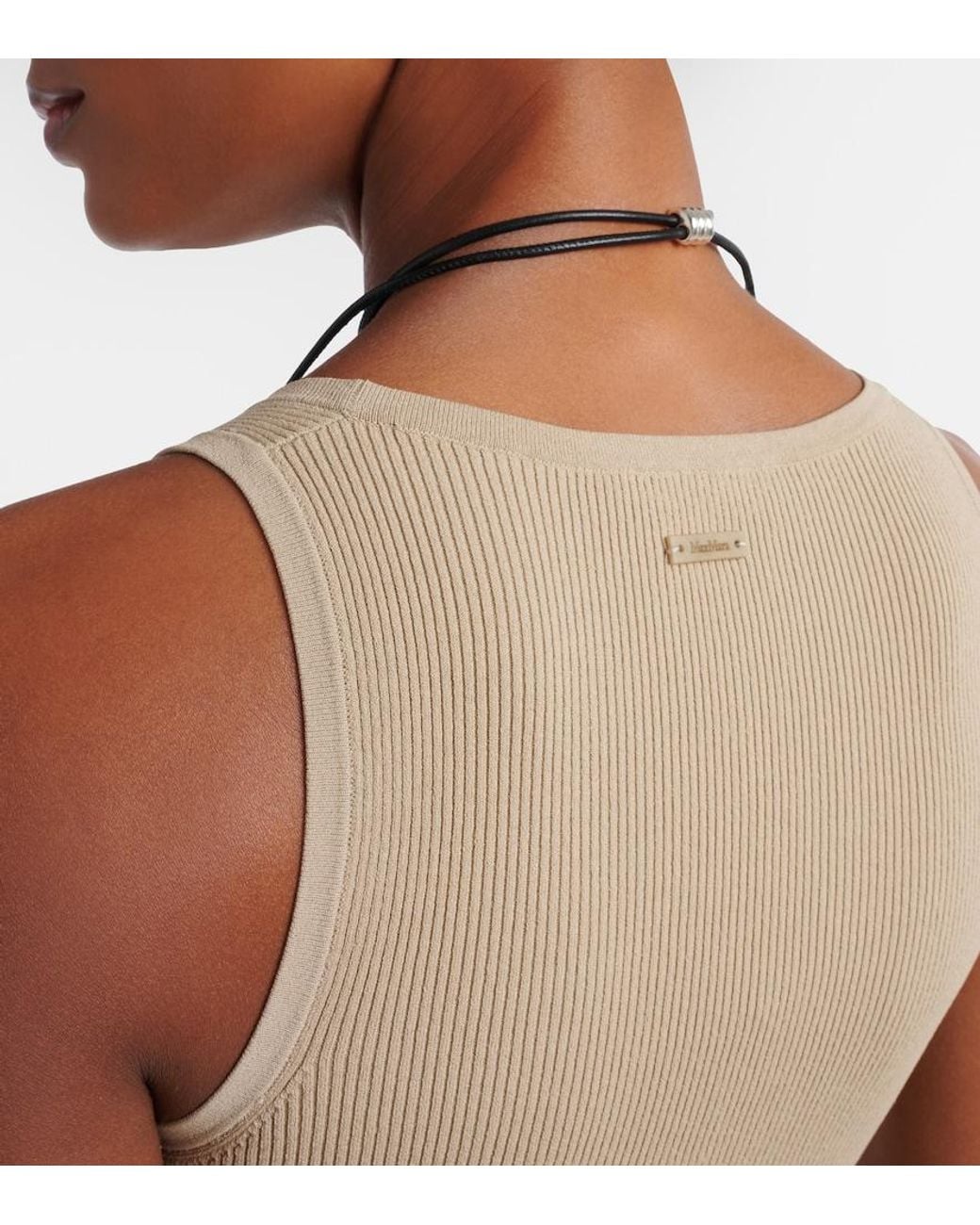 Max Mara Natural Ribbed-Knit Tank Top