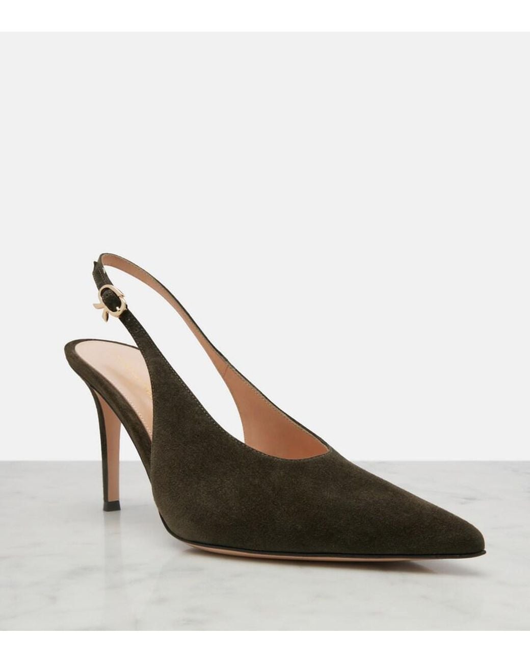 Gianvito Rossi Green Robbie Suede Slingback Pumps
