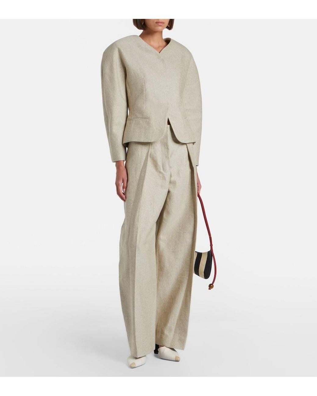 Jacquemus Natural Ovalo Cotton And Linen Jacket