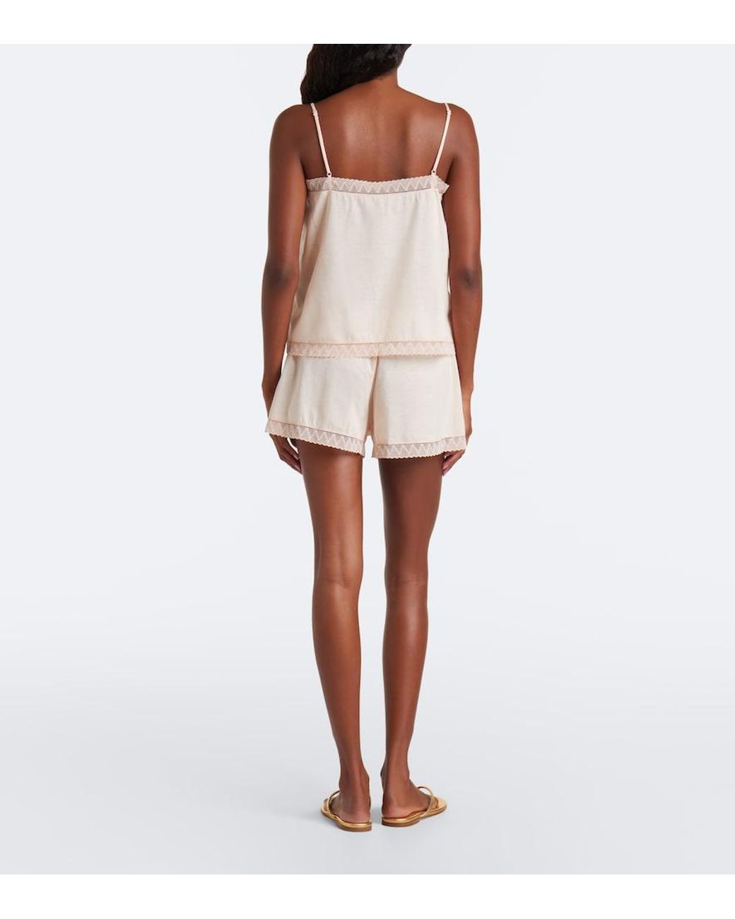 Eres Natural Lightness Lace-Trimmed Cotton Shorts