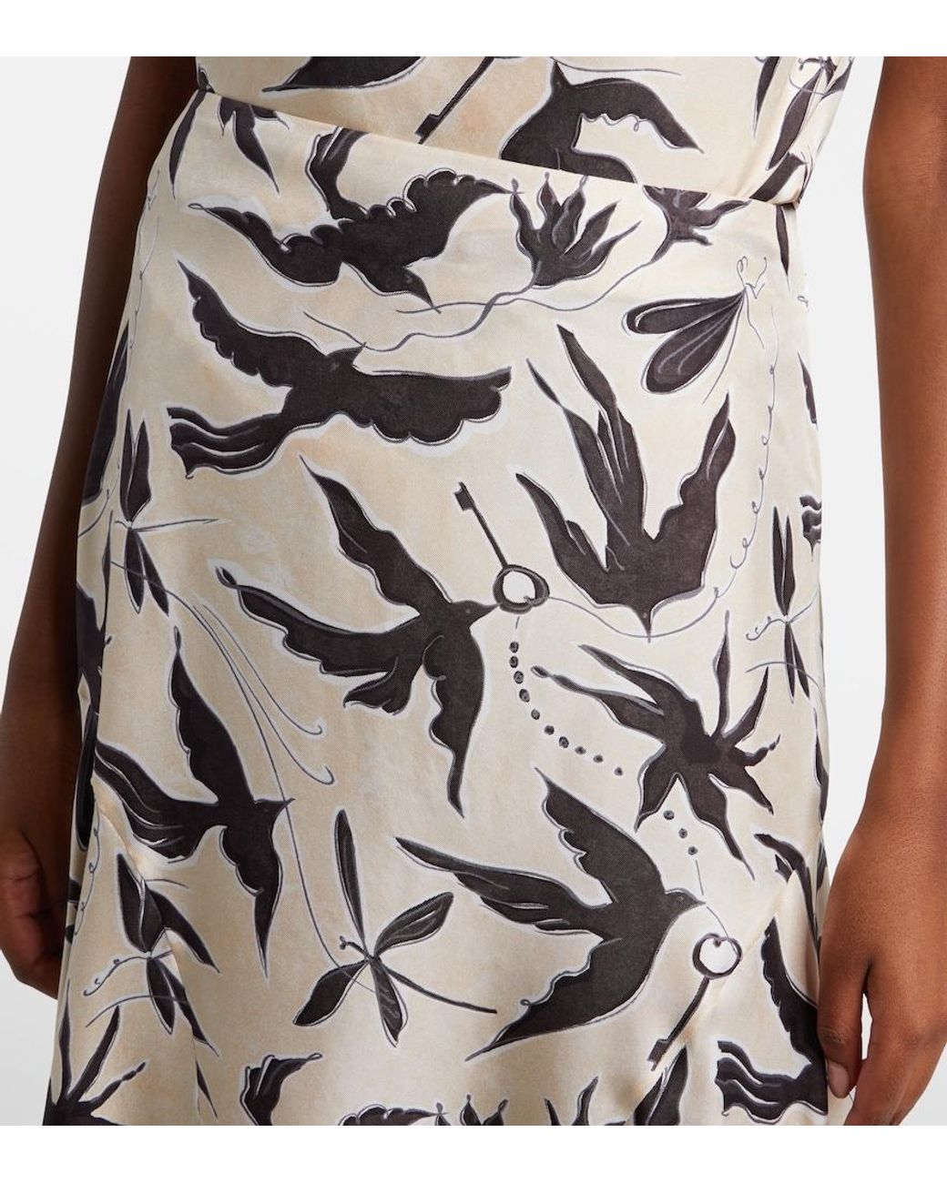 Altuzarra White Elton Printed Silk Midi Skirt