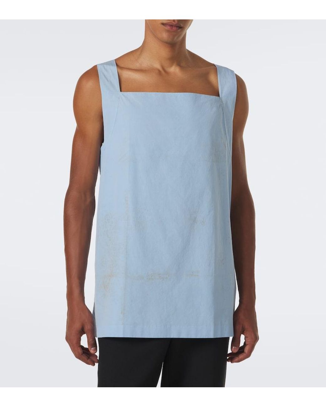 Prada Blue Printed Cotton Top for men