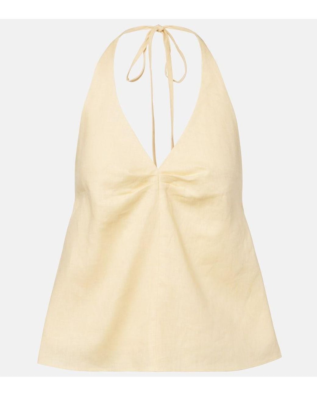 Staud Natural Corso Halterneck Linen Top